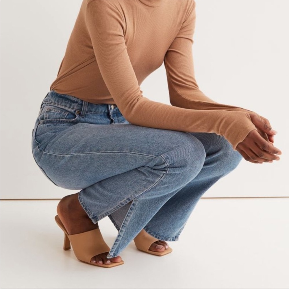 H&M flare high waisted split hem denim